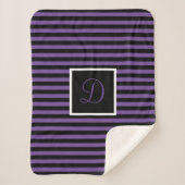 Couverture Sherpa Cute Chic Initial Purple et Black Stried (Devant)