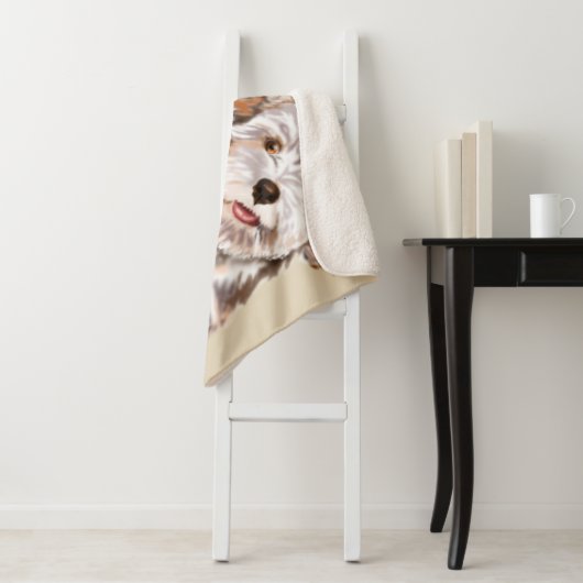 Couverture Sherpa Cute Chien Sherpa Blanket (En situation)
