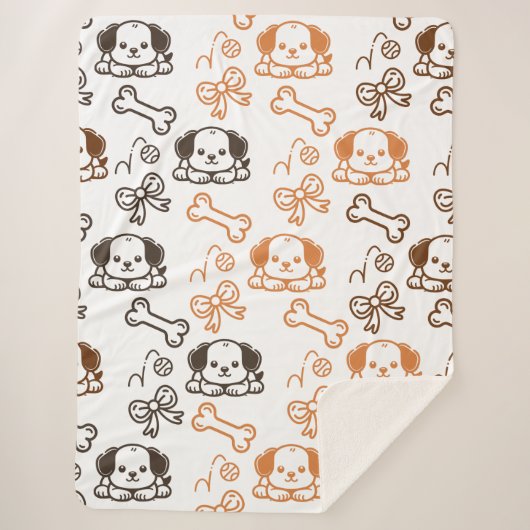 Couverture Sherpa Cute Chiot Sherpa Blanche (Devant)