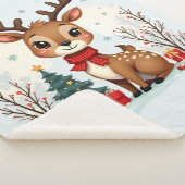 Couverture Sherpa Cute Christmas Reindeer Scene Snowy Forest (3/4)