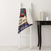 Couverture Sherpa Cute Christmas Reindeer with Holly and Sign (En situation)