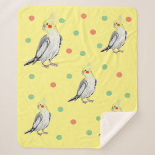 Couverture Sherpa Cute Cockatiel Aquarelle Parrot.