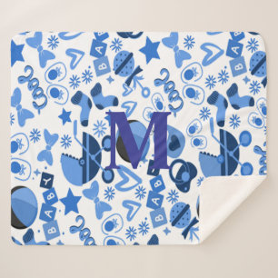 Couverture Sherpa Cute cool bleu Bébé garçon Nursery personnalisée