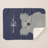 Couverture Sherpa Cute Cudely Australia Baby Koala Oear Monogramme (Devant (Horizontal))