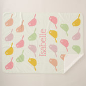 Couverture Sherpa Cute Custom Little Birds Pastel Colors Girl's (Devant (Horizontal))