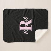 Couverture Sherpa Cute Customizable Monogram | Light Pink & Black (Devant (Horizontal))