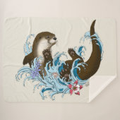 Couverture Sherpa Cute d'eau de la rivière Otter (Devant (Horizontal))