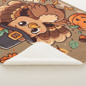 Couverture Sherpa Cute dinde Thanksgiving et citrouille (3/4)