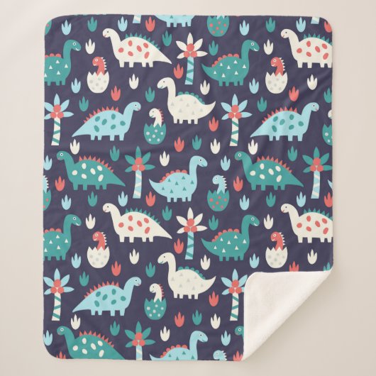Couverture Sherpa Cute dinosaure sans couture motif (Devant)