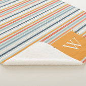 Couverture Sherpa Cute Dusky Orange Bleu Motif rayé ocre (3/4)