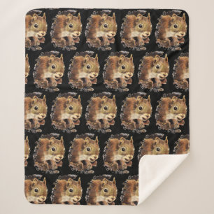Couverture Sherpa Cute écureuil Curieux Amusant Animal Aquarelle Art