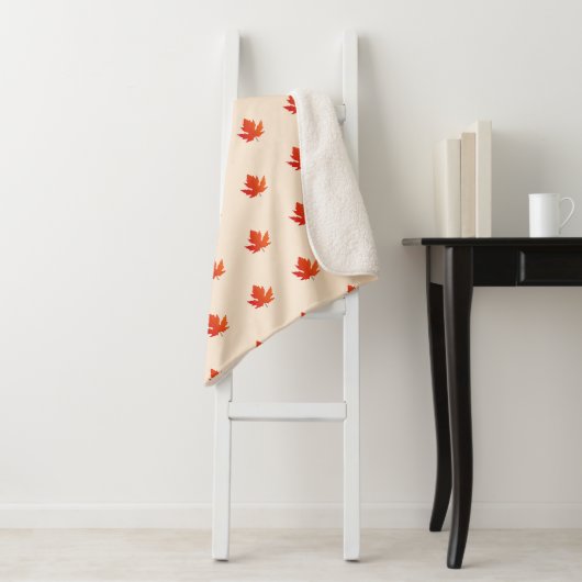 Couverture Sherpa Cute Fall Maple Leaf Motif Kawaii (En situation)