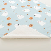 Couverture Sherpa Cute Fantôme et Citrouille Motif d'Halloween bleu (3/4)