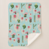 Couverture Sherpa Cute Fiesta Llama & Cactus Motif (Devant)