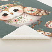 Couverture Sherpa Cute Floral Owl with Bow (3/4)