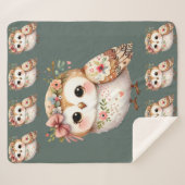 Couverture Sherpa Cute Floral Owl with Bow (Devant (Horizontal))