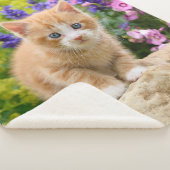 Couverture Sherpa Cute Fluffy Ginger Baby Cat Kitten Flowers Animal  (3/4)