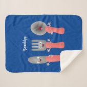 Couverture Sherpa Cute fourche couteau et cuillère dessin de couvert (Devant (Horizontal))