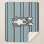 Couverture Sherpa Cute French Bulldog Blue Striped (Devant)