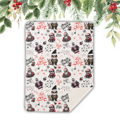 Couverture Sherpa Cute Gangster Père Noël Joyeux Noël en blanc |