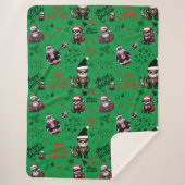 Couverture Sherpa Cute Gangster Père Noël Joyeux Noël sur Green | (Devant)
