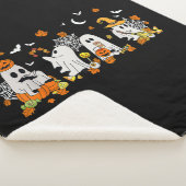Couverture Sherpa Cute Ghost Boire Café Halloween Fall Ghost Bo (3/4)
