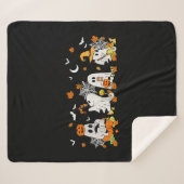 Couverture Sherpa Cute Ghost Boire Café Halloween Fall Ghost Bo (Devant (Horizontal))