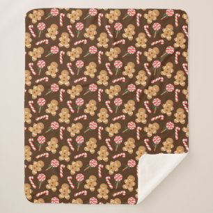 Couverture Sherpa Cute Gingerbread Homme Sucres de canne de vacances