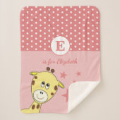 Couverture Sherpa Cute girafe pois étoiles rose (Devant)