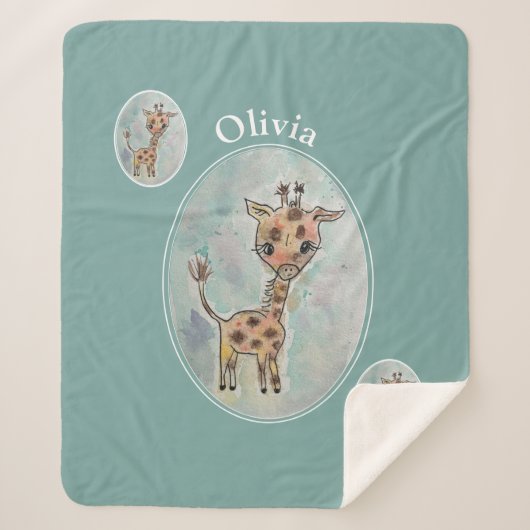 Couverture Sherpa Cute Giraffe Customisée (Devant)