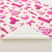Couverture Sherpa Cute Girly Preppy Motif de Noël rose (3/4)