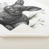 Couverture Sherpa Cute Gray Rabbit Among the Grass (3/4)