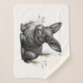Couverture Sherpa Cute Gray Rabbit Among the Grass (Devant)
