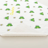 Couverture Sherpa Cute Grenouille et Fleur Blanche Sherpa (3/4)