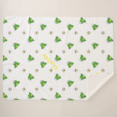 Couverture Sherpa Cute Grenouille et Fleur Blanche Sherpa (Devant (Horizontal))