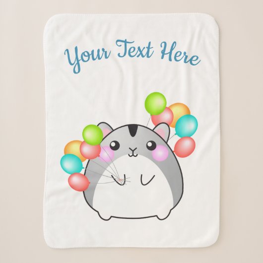 Couverture Sherpa Cute Grey Kawaii Hamster (Devant)