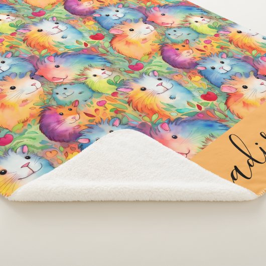 Couverture Sherpa Cute guinea pigs pattern script name (3/4)