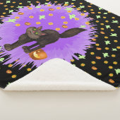 Couverture Sherpa Cute Halloween Chat Noir Fantômes Étoiles Citrouil (3/4)