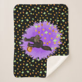 Couverture Sherpa Cute Halloween Chat Noir Fantômes Étoiles Citrouil (Devant)