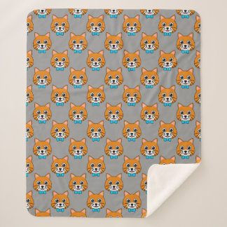 Couverture Sherpa Cute Happy Ginger Cat avec Papillon