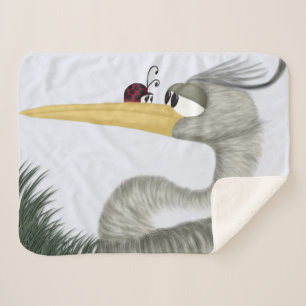 Couverture Sherpa Cute Heron et Ladybug