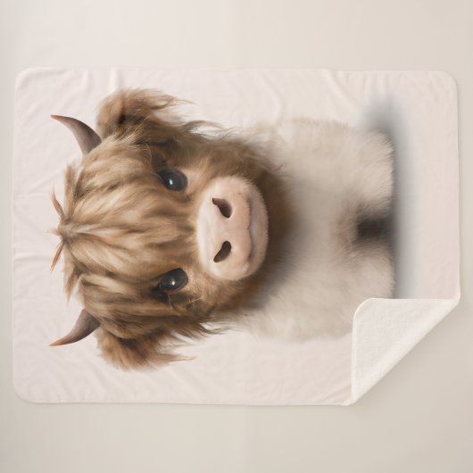 Couverture Sherpa Cute Highlands Scottish Cow (Devant (Horizontal))