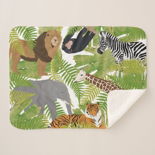 Couverture Sherpa Cute Jungle Animaux Safari Garçon | Fille (Devant (Horizontal))