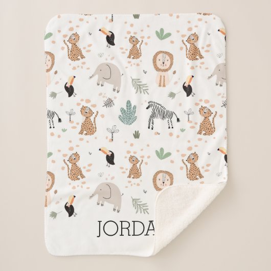 Couverture Sherpa Cute Jungle Rainforest Animaux Motif (Devant)