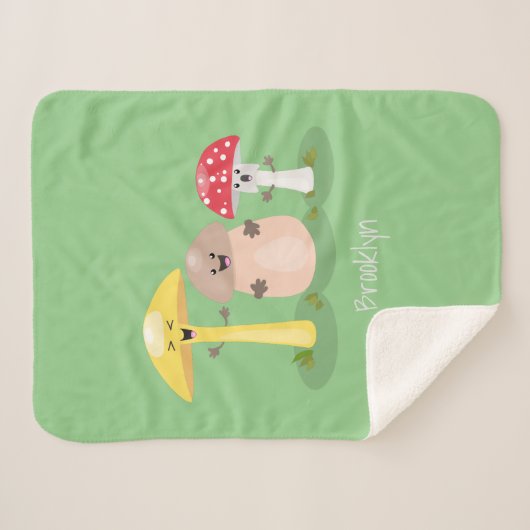 Couverture Sherpa Cute kawaii champignon champignon toadstool (Devant (Horizontal))