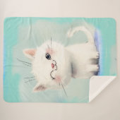 Couverture Sherpa Cute Kitten blanc (Devant (Horizontal))