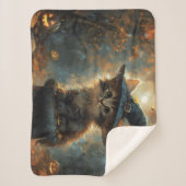 Couverture Sherpa Cute Kitten portant un Casquette sorcier (Devant)