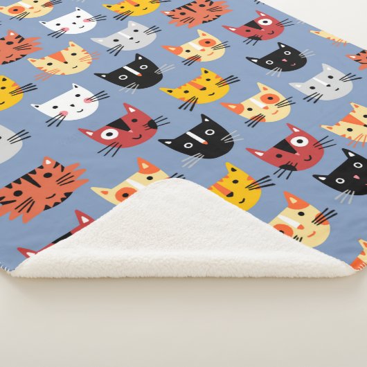 Couverture Sherpa Cute Kitty Chat Bleu (3/4)