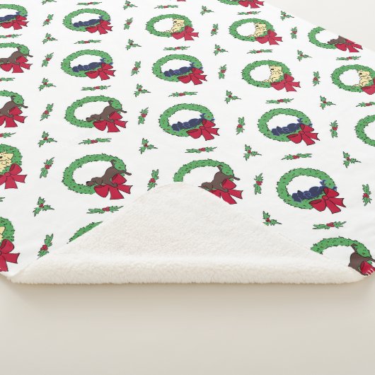 Couverture Sherpa Cute Lab Puppy Holiday Wreaths Motif (3/4)
