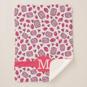 Couverture Sherpa Cute Lips Kisses & Heart Doodles Motif Monogramme (Devant)
